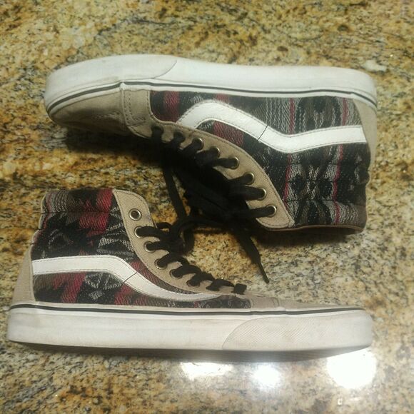 Vans Women’s 9/Mens 7.5 Shoes Aztec Woven & Leather Hi-Tops Skater Sk-8 Hi main image 12
